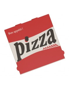 Boîte à pizza rouge et blanche Red City en carton kraft, hauteur 4
