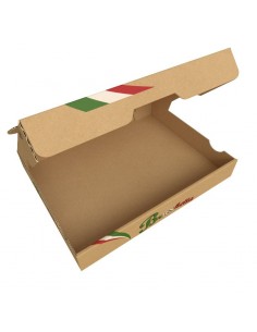Boîte pizza, carton ondulé, 30x16x10cm, calzone, blanc