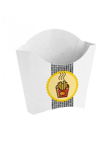 Cornet à frites en carton blanc avec décor Gamme Pictogramme.