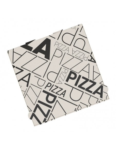 Boite à pizza design ART DECO en kraft blanc, résistance élevée pour la livraison des pizza et la vente à emporter.